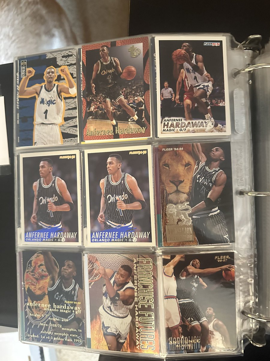 tatediablo2's tweet photo. Randy’s binder collection of the week. Penny is one of the biggest what ifs, in my mind, in NBA history. He played 14 years in the NBA but only 5 fully healthy ones. Him and Shaq made an awesome pairing for the Magic. Also loved Chris Rock Little Penny commercials https://t.co/zrRoRvtthu