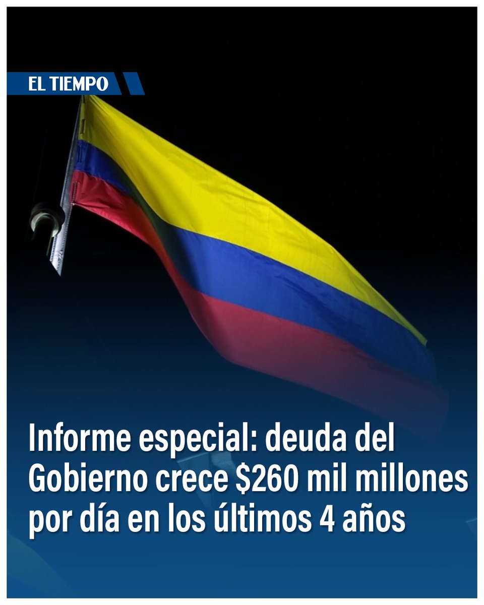 ELTIEMPO's tweet photo. 🇨🇴💸La deuda de Colombia, en niveles récord. Cada colombiano debe $ 21 millones, y se pagan las tasas más caras de la historia. Más detalles en este especial⬇️
https://t.co/AItAF4QDKv

#EspecialesET https://t.co/FaPpcFf3yG