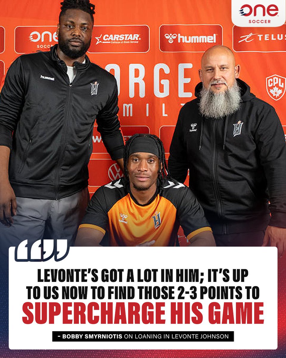 onesoccer's tweet photo. Woobens Pacius ✅
Kwasi Poku ✅
Levonte Johnson ⏳

Forge FC head coach Bobby Smyrniotis reflects on his time working with Poku, and outlined his hopes for his new striker, Levonte Johnson 💪

#CPLsoccer | #VWFC https://t.co/ad7lxfIZLD