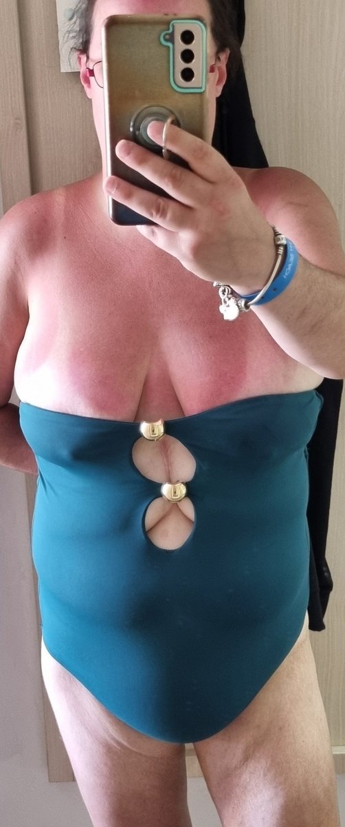 SlutforB's tweet photo. Not got much of a tan today and think I may need a bigger swimming costume, bit worried my tits might fall out of this one https://t.co/QPh8QM2bHa