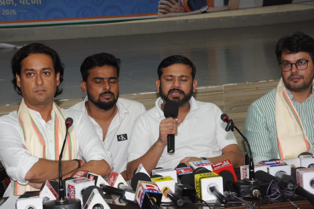 INCBihar's tweet photo. आज प्रदेश कांग्रेस मुख्यालय में आयोजित प्रेस वार्ता को @nsui के राष्ट्रीय प्रभारी डॉ @kanhaiyakumar जी  एवं @INCMP विधायक श्री @JVSinghINC जी ने छात्र आंदोलन के दौरान बिहार के विभिन्न जिलों में छात्रों पर हुए पुलिसिया दमन को लेकर एक विशेष प्रेस वार्ता को संबोधित किया। https://t.co/SZNTJjQcPB