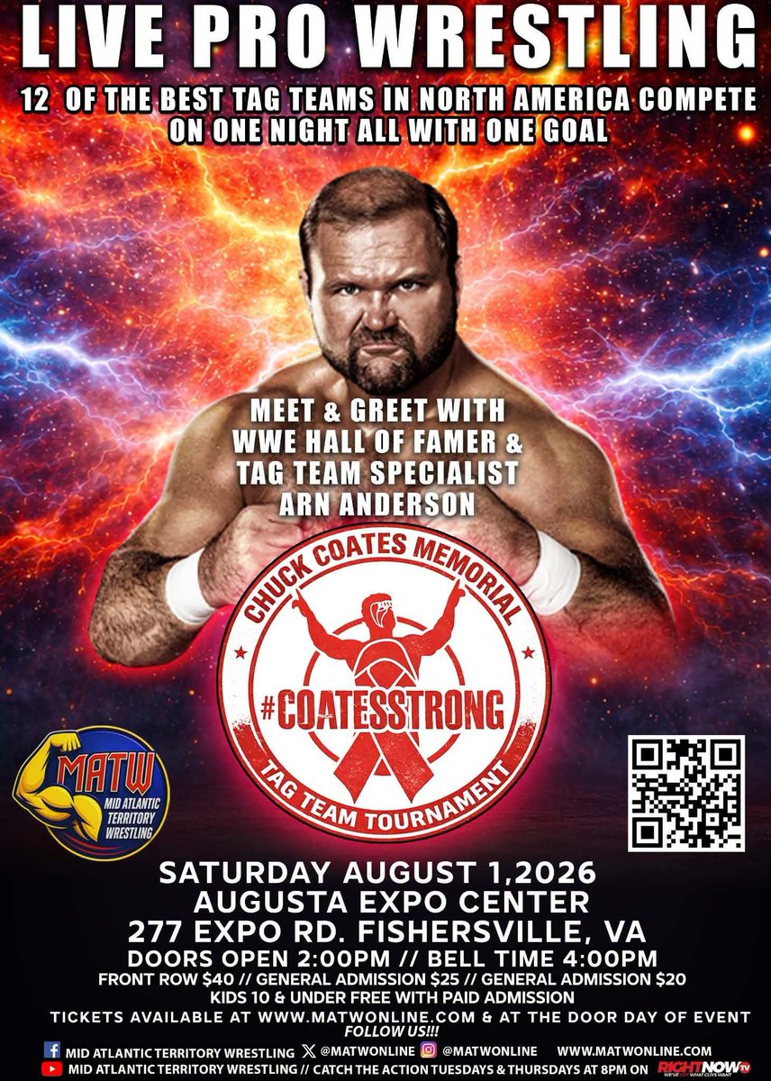 SWF_YouTube's tweet photo. I met Arn Anderson last night at @MatWonline Chuck Coates Memorial Tag Team Tournament ! https://t.co/OExs1AkchC