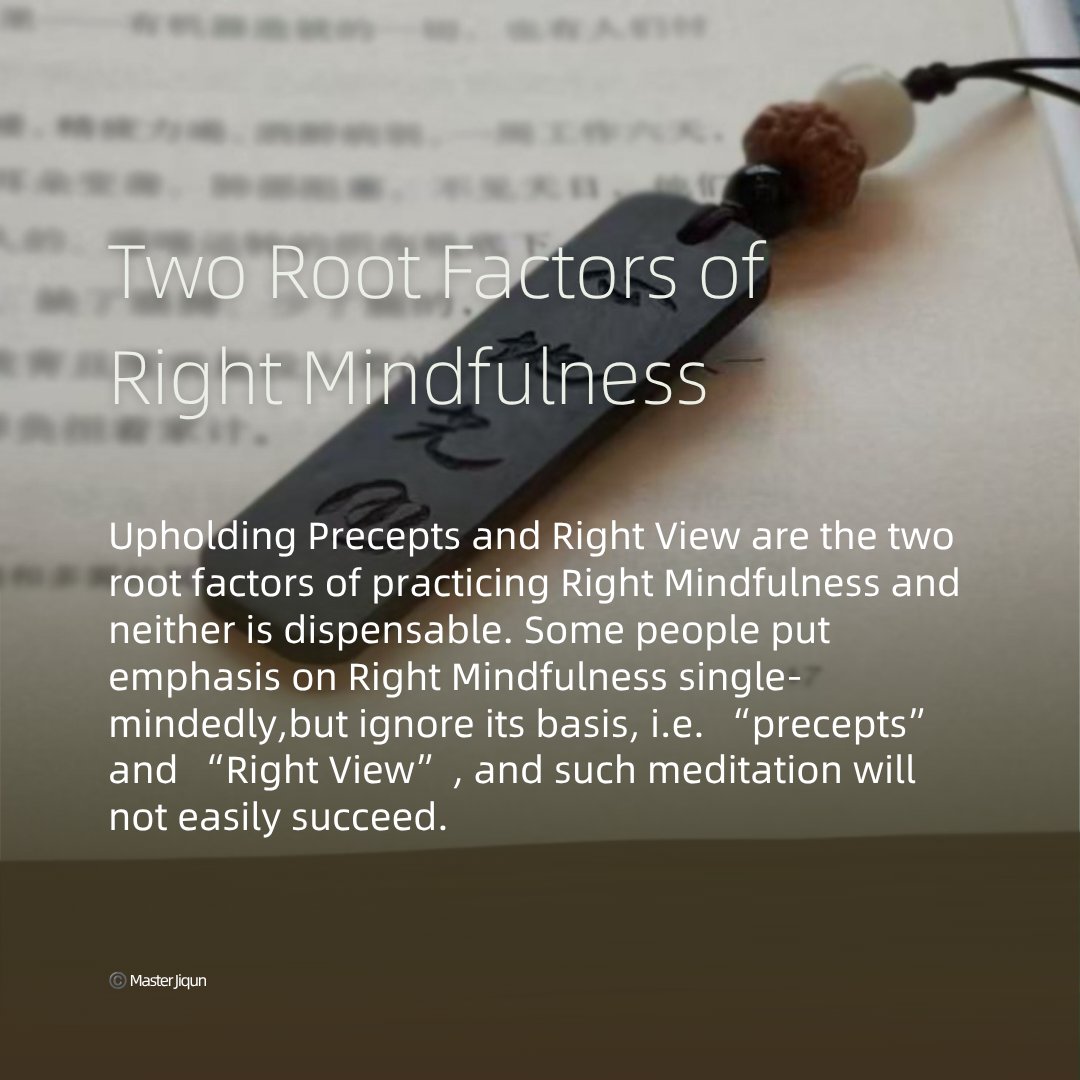 MasterJiqun's tweet photo. Upholding Precepts and Right View are the two root factors of practicing Right Mindfulness and neither is dispensable. Some people put emphasis on Right Mindfulness single-mindedly,but ignore its basis, i.e. “precepts” and “Right View”, and such meditation will not easily succeed https://t.co/KqxYBgbMFD
