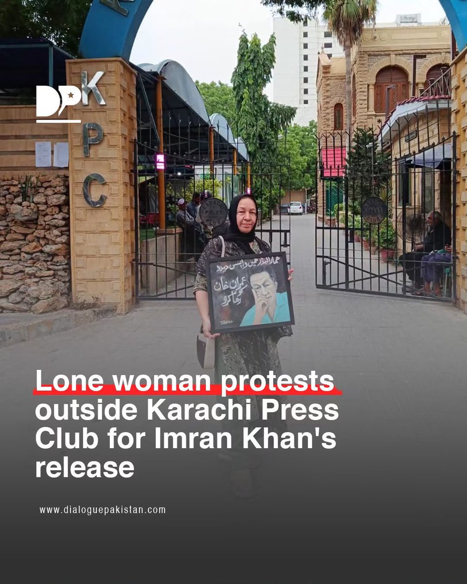 PTIofficial's tweet photo. “Courage does not always roar. Sometimes it is a quiet resolve in front of locked gates.”

This image is more powerful than any frontline army brigade. She represents Pakistan.

She stands unbowed against oppressive tides—a symbol of every Pakistani who refuses to yield to fascism. Although she stands alone in body, the hope and mandate of millions stand right behind her. We demand our democracy back.