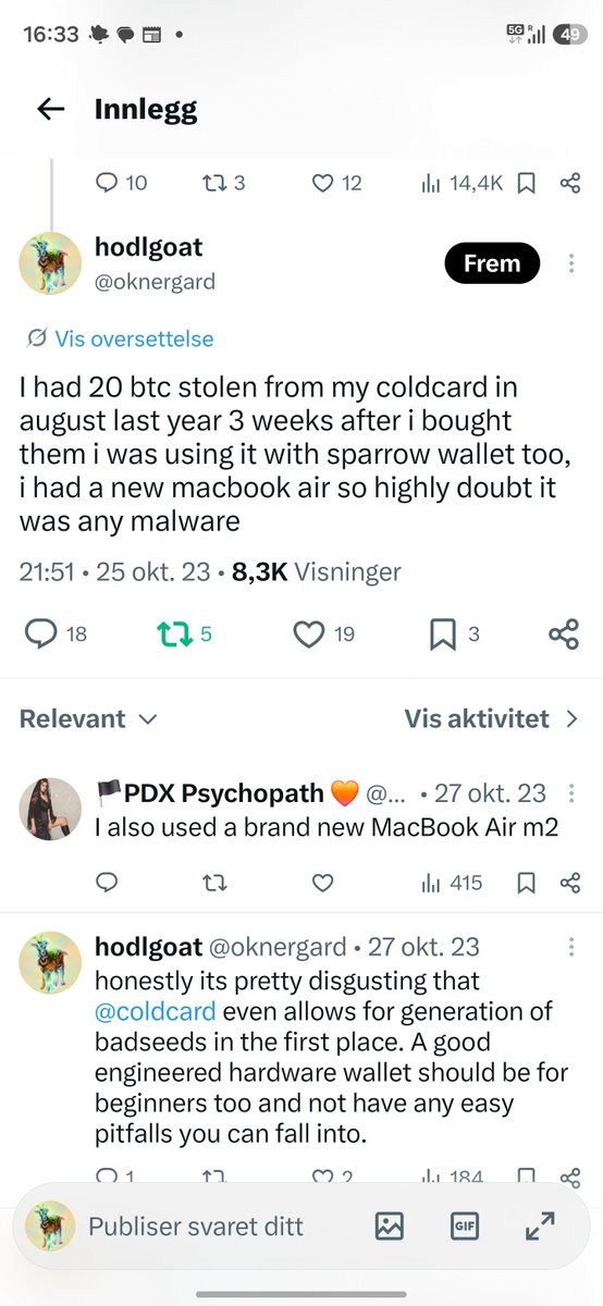 oknergard's tweet photo. @Schwatim @HodlMagoo @COLDCARDwallet @nvk https://t.co/zR0lHK1E8M