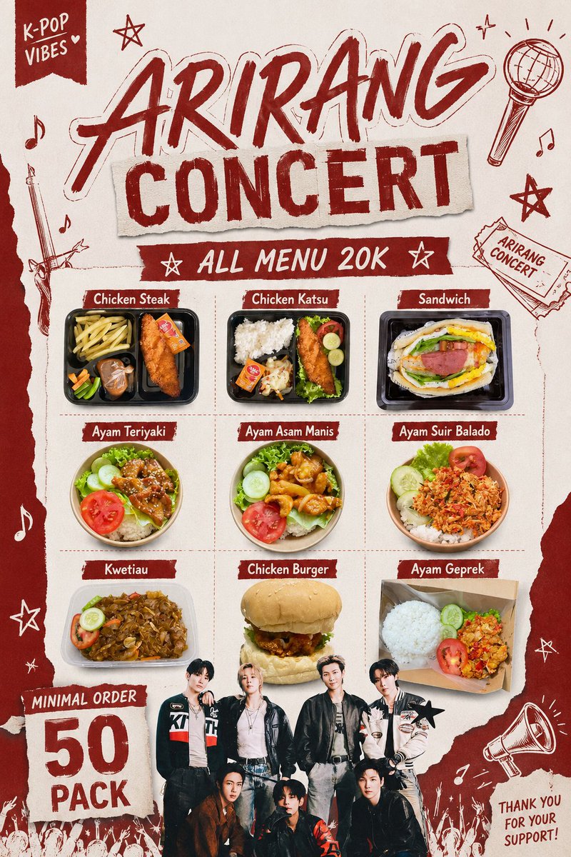 icecoffemocca's tweet photo. Help RT Please 😔🙏

Halo temen2 klo masih ada yang nyari makanan buat event/food truck pas hari H konser ARIRANG aku masih open PO menu di bawah ya☺️
minimal order 50 pc bisa di mix sama cilok nya😉 https://t.co/nGkRvm0Nvp