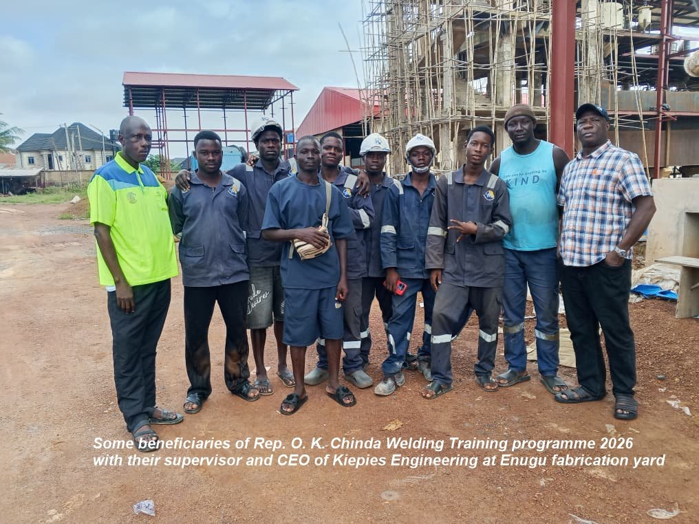 OKChinda's tweet photo. ONGOING ONE-YEAR INTENSIVE WELDING TRAINING PROGRAMME SPONSORED BY REP. O. K. CHINDA

Rep. O. K. Chinda has consistently demonstrated his belief that one of the most sustainable forms of empowerment is equipping people with the skills to become self-reliant. Guided by one of his ideologies of teaching his constituents how to catch fish rather than simply giving them fish, which he has demonstrated over the years through his numerous Skills Acquisition and Empowerment programmes. 

Continuing this commitment, Rep. O. K. Chinda this year sponsored another one-year intensive welding training programme for some youths from Obio/Akpor Federal Constituency, which is phase 4 of his welding training programmes, aimed at equipping participants with practical vocational skills that will enable them to build successful careers and livelihoods.

The administrator of the Training programme, Mr. Emmanuel Wodi, who recently visited the trainees to assess their performance and challenges at the various sites at Kiepies Engineering Concepts in Port Harcourt, as well as the fabrication yards in Enugu and Onitsha, reported that the training is going on well and that participants were actively engaged, demonstrated good practical skills, and showed commitment to the programme, as the instructors also commended their dedication and steady improvement. 

The administrator further stated that four of the trainees have withdrawn, as they could not adjust to the demands of the training, and that the service provider has asked for their replacement. The trainees expressed their appreciation for the opportunity given to them by Rep. O. K. Chinda and expressed gratitude for his continued support.

Rep. O. K. Chinda is a man who believes in Skills Acquisition, Youth Development, and Empowerment, which is a means to self-reliance that builds personal independence, inner confidence, and resourcefulness.
  
With O. K. Chinda, Rivers State will experience exceptional people's servant governance and leadership where everyone will be okay. 

OK IS OKAY!

“I Win, U Win”

~ Marvin Chinda