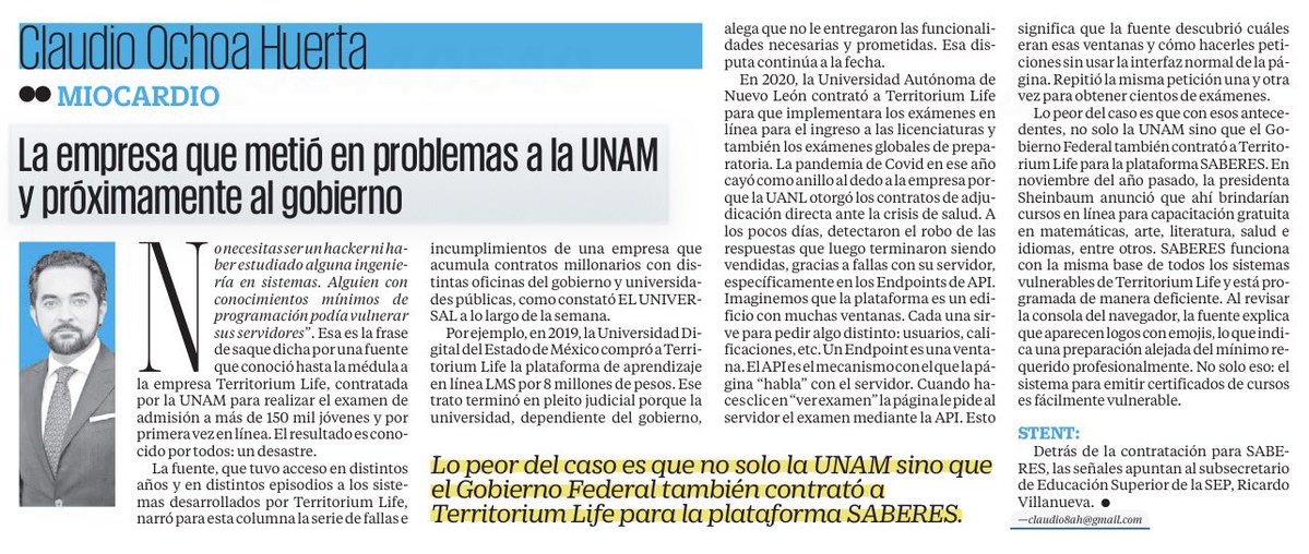bereaguilarv's tweet photo. De fracasar con la UNAM… a hacer negocios con el gobierno.

La empresa que hizo el fallido examen de admisión de la UNAM ahora fue contratada por el Gobierno Federal.

Acumula demandas por incumplimiento y vulnerabilidades de seguridad. Aun así, le entregaron la plataforma de cursos.

Morena premia el fracaso. 
@ClaudioOchoaH