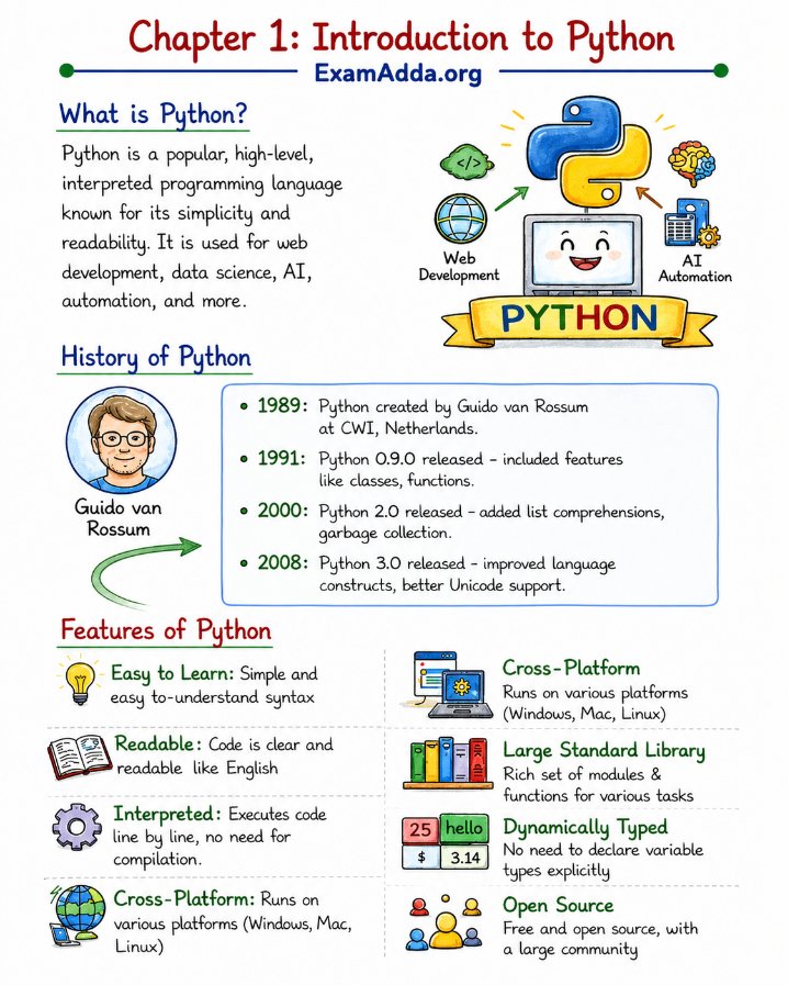 examaddaorg's tweet photo. Chapter 1 of our Python Notes is here

Build a strong foundation and save these notes for future revision.

Stay tuned Chapter 2 is coming next

#PythonNotes #Programming  #Coding https://t.co/a2urf8YTxY