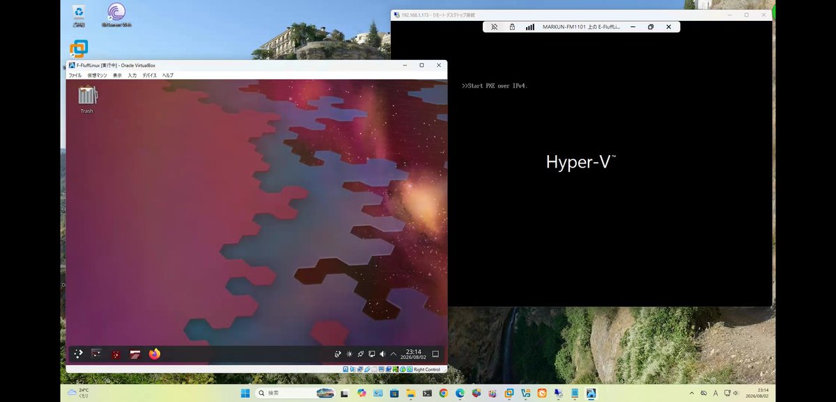markun8633's tweet photo. 顔熱い⋯🥵

FluffLinux 2026.08.01
 VMwareWorkstation、Proxmox*1、
 Virtualbox ⭕️*2、Hyper-V ❌️LiveNG
 Updateあり、日本語表示設定、
 ブラウザ、レス偶に遅⋯🐢
 *1 host指定
 *2 Uefi 3D/VirGL-GPU
  locale.conf,locale-gen
  Kde 日本語,TimeZone 
 Kde6.7.3 Wayland
 まずまずですな〜😅 https://t.co/g3UizAWHKp