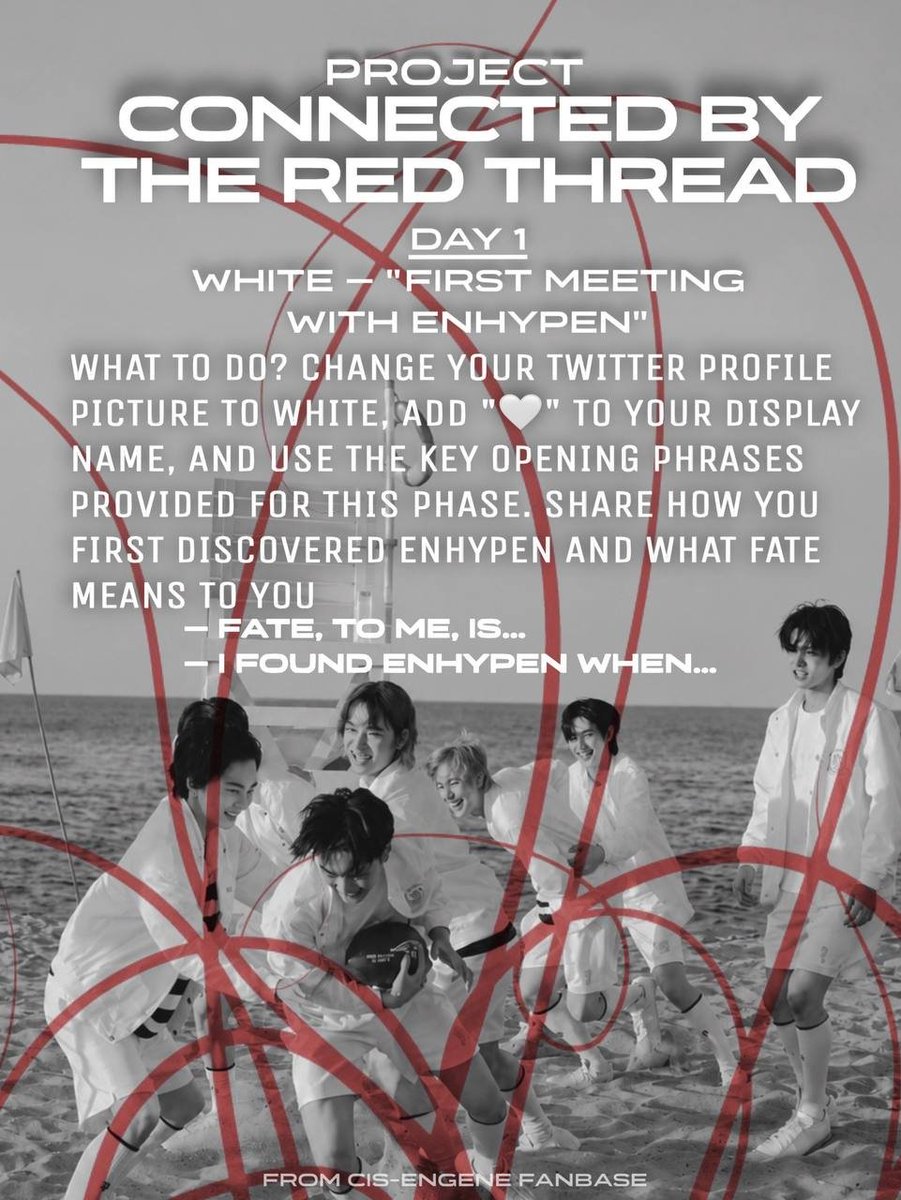 cis_enfanbase's tweet photo. FIRST PHASE : WHITE.

The first phase starts in 10 minutes !! Get your profiles ready and be prepared. Use the opening prompts and share how fate brought you to the seven.

Opening prompts :

— Fate, to me, is…
— I found ENHYPEN when… https://t.co/WSPlyCFmb0