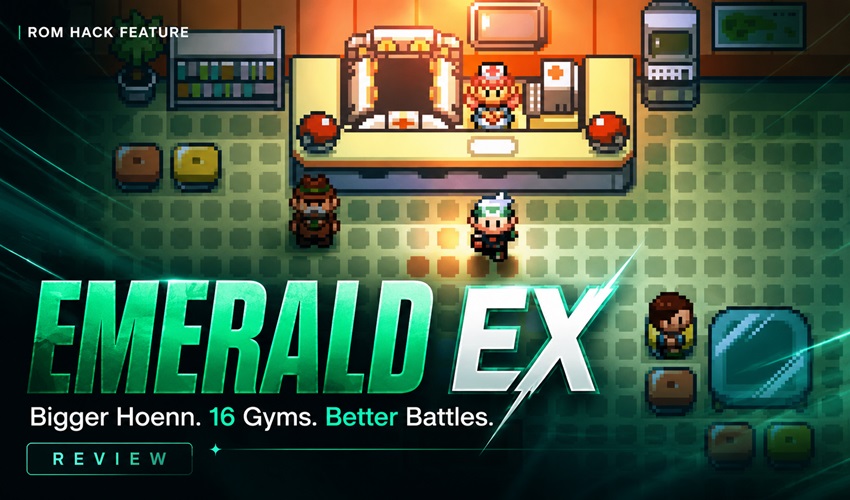 AmigamagazineGA's tweet photo. Pokémon Emerald EX makes Hoenn feel new again: 16 gyms, 479 Pokémon, expanded routes and modern battle mechanics, without turning every fight into a grind. Here’s what this ambitious ROM hack gets right. #Pokemon #ROMHack #RetroGaming  https://t.co/uUSb3laErn https://t.co/x1H7Nmpp84