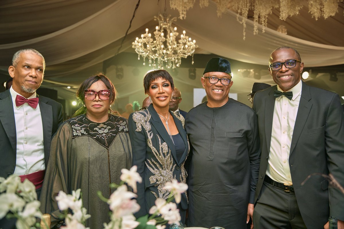 EstherUmoh10's tweet photo. After arriving in Asaba from Lagos to visit Newton Jibunoh’s museum and attending a few events in Onitsha, Peter Obi returned to Lagos to join his wife for two wedding celebrations yesterday. https://t.co/T43b3gfS8u