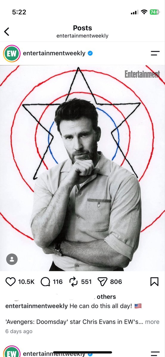 stackiescholar's tweet photo. anthony’s official entertainment weekly portrait AND pj’s version of it both ratio #his portrait 😁😁😁 the people’s captain america https://t.co/j4tQoF6nWE