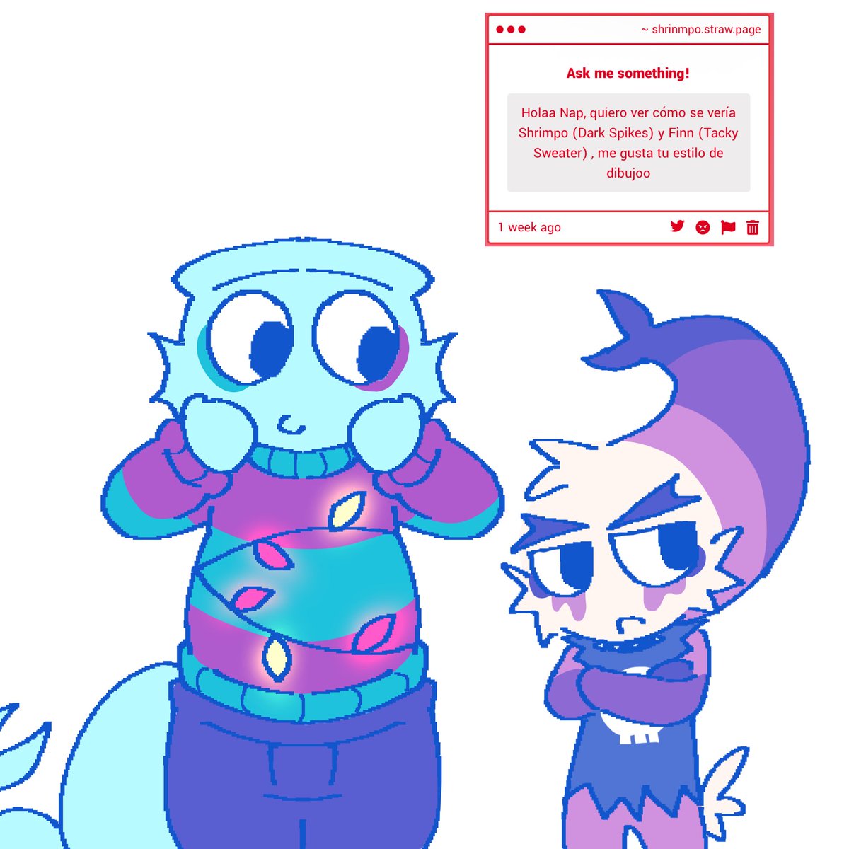 Shrinmpo_'s tweet photo. Soy culpable por dibujarlo así!?
(¬////¬) 💢
#DandysWorld #Finn #Shrimpo https://t.co/fspO9JmRje