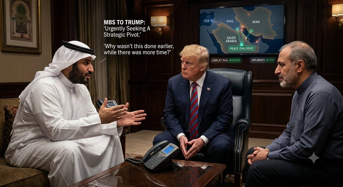 Kingmfahd's tweet photo. 🚨 GEOPOLITICAL PIVOT: Saudi Arabia’s Crown Prince Mohammed bin Salman reportedly reached out to Trump, urging de-escalation and a diplomatic path forward with Iran over fears of a wider regional conflict.
​The sudden push for peace raises the ultimate question: Why now?
​After years of backing maximum pressure, Riyadh is realizing that regional energy infrastructure and economic stability take the biggest hit in a full-blown escalation. Better late than never—or a sign that strategic priorities have fundamentally shifted?
​#SaudiArabia #Trump #Iran #Geopolitics #MiddleEast