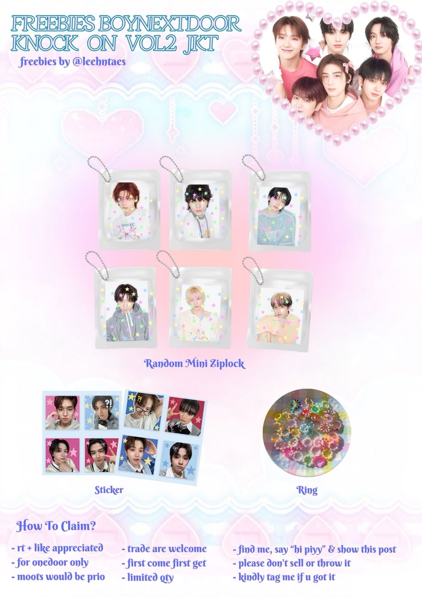 leehntaes's tweet photo. ୨୧⋆｡˚ ⋆ BOYNEXTDOOR Knock On Vol. 2 in Jakarta ⋆ ˚｡⋆୨୧
freebies by @leehntaes 🪽

🗓️ 05 desember 2026
📍 ICE BSD Hall 5–6
⏰ TBA

how to claim :
🍀 onedoor only
🍀 rt &amp; likes this post
🍀 find me and say hi 👋🏼
🍀 kindly tag me if you got it

#KNOCK_ON_Vol_2_IN_JAKARTA https://t.co/gvjyLdvYlb