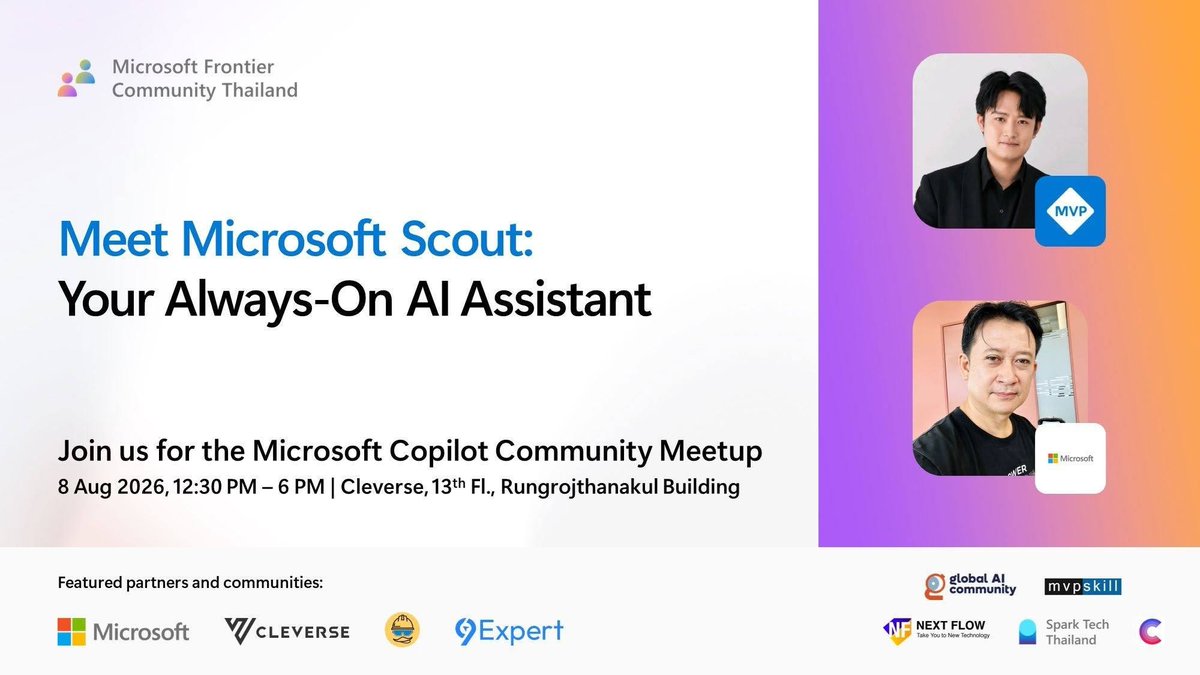 FrontierComTH's tweet photo. มาทำความรู้จักกั��� Microsoft Scout ซึ่งเป็น Autopilot Agent ���ละแอป AI บนเดสก์ท็อปสำหรับ Windows และ macOS ที่ทำงานตลอดเวลา ช่วยแก้ไขไฟล์ รันคำสั่ง Shell ควบคุมเบราว์เซอร์ และจัดการข้อมูล #Microsoft365

#MicrosoftFrontierTH https://t.co/MvFTRtbiiZ
