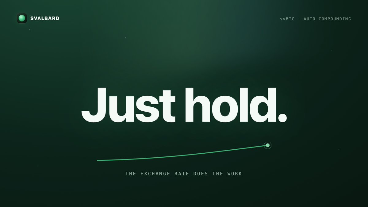 SvalbardCapital's tweet photo. Yield compounds into the exchange rate automatically — nothing to claim, nothing to restake, nothing to do.  Just hold. 🏔️ https://t.co/Lc7ouCiIB8