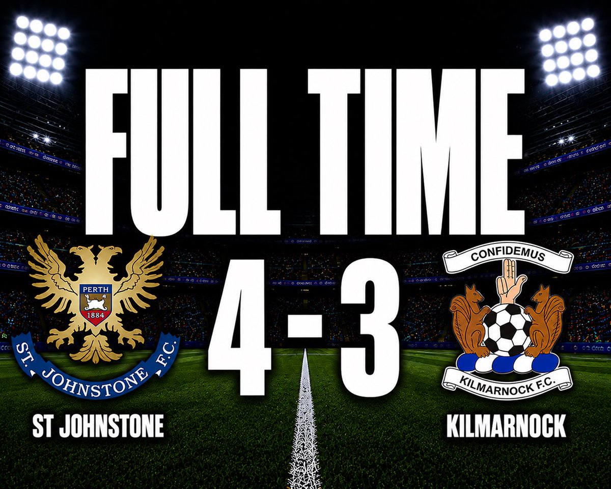 FC7897's tweet photo. FT #StJohnstone 4-3 #Kilmarnock | St Johnstone return to the top flight in style, edging out Kilmarnock in a seven goal thriller to mark their top-flight return with all three points #STJKIL #ScottishPremiership https://t.co/RY1p1uF1Dm
