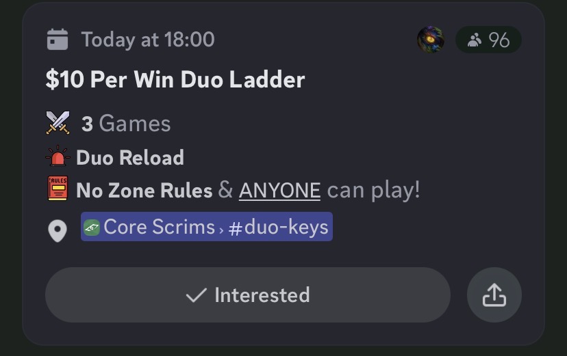 CorePracScrims's tweet photo. Our $10 per win scrims are looking to be STACKED 👀. Are you playing for a chance to win?

https://t.co/zm5yhMhQf8 https://t.co/TZHZVRZFqb