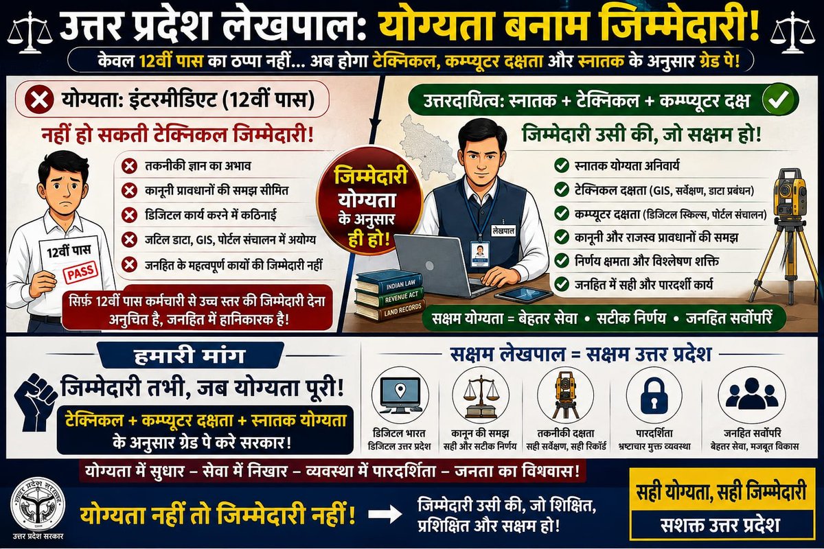 Abhishek06072's tweet photo. #लेखपाल_की_मांग
1.मंडल स्थानांतरण लागू करो।
2.DPC पदोन्नति सूची तत्काल जारी करो।
3.2024 भर्ती परीक्षा  परिणाम  घोषित करो।
4.वाहन भत्ता ₹1500 न कि 100
   @CMOfficeUP @InfoDeptUP @KANCHAN75575845 @aajtak @ABPNews    @News18UP @indiatvnews
 @ChiefSecyUP
 @BoardofRevenue
@CMOfficeWB https://t.co/3vPlMIFuaL