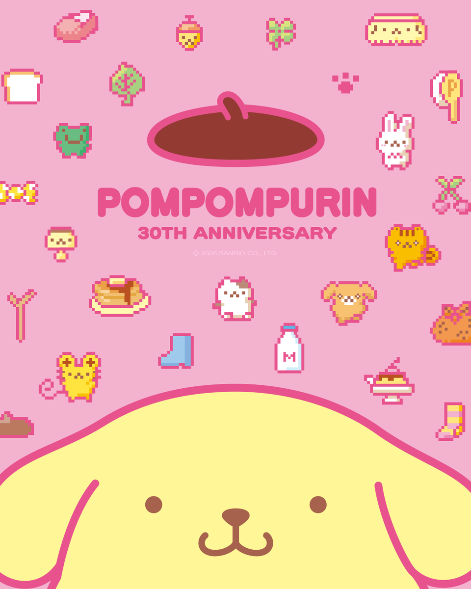 sanrio's tweet photo. Sweeten up your screen 🍮📱 Download your favorite wallpaper and celebrate Pompompurin's 30th Anniversary! https://t.co/udO8n5VelZ https://t.co/L8iNkUWNej
