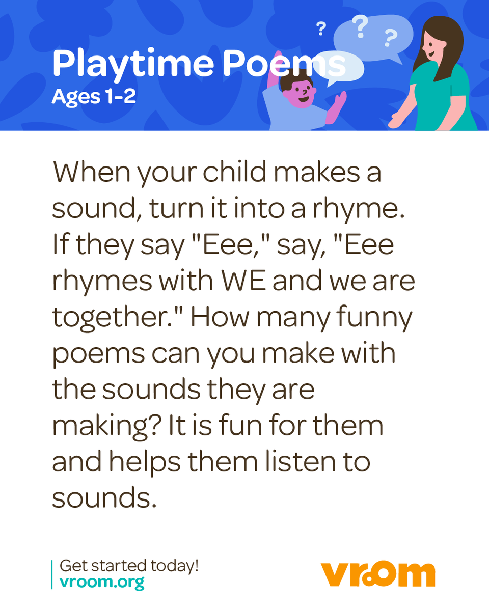 joinvroom's tweet photo. Baby talk is real talk. 💬

This Vroom Tip builds language skills by going back and forth with the sounds your child makes! https://t.co/yptTy08yyo