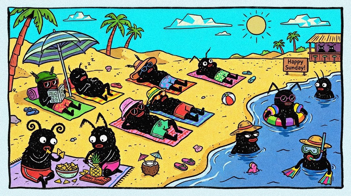 DegenBugs's tweet photo. Gm☀️ Sunday is beachday 🏖️ for DegenBugs🐞LFG!🤘 https://t.co/8nqGQg7HdC