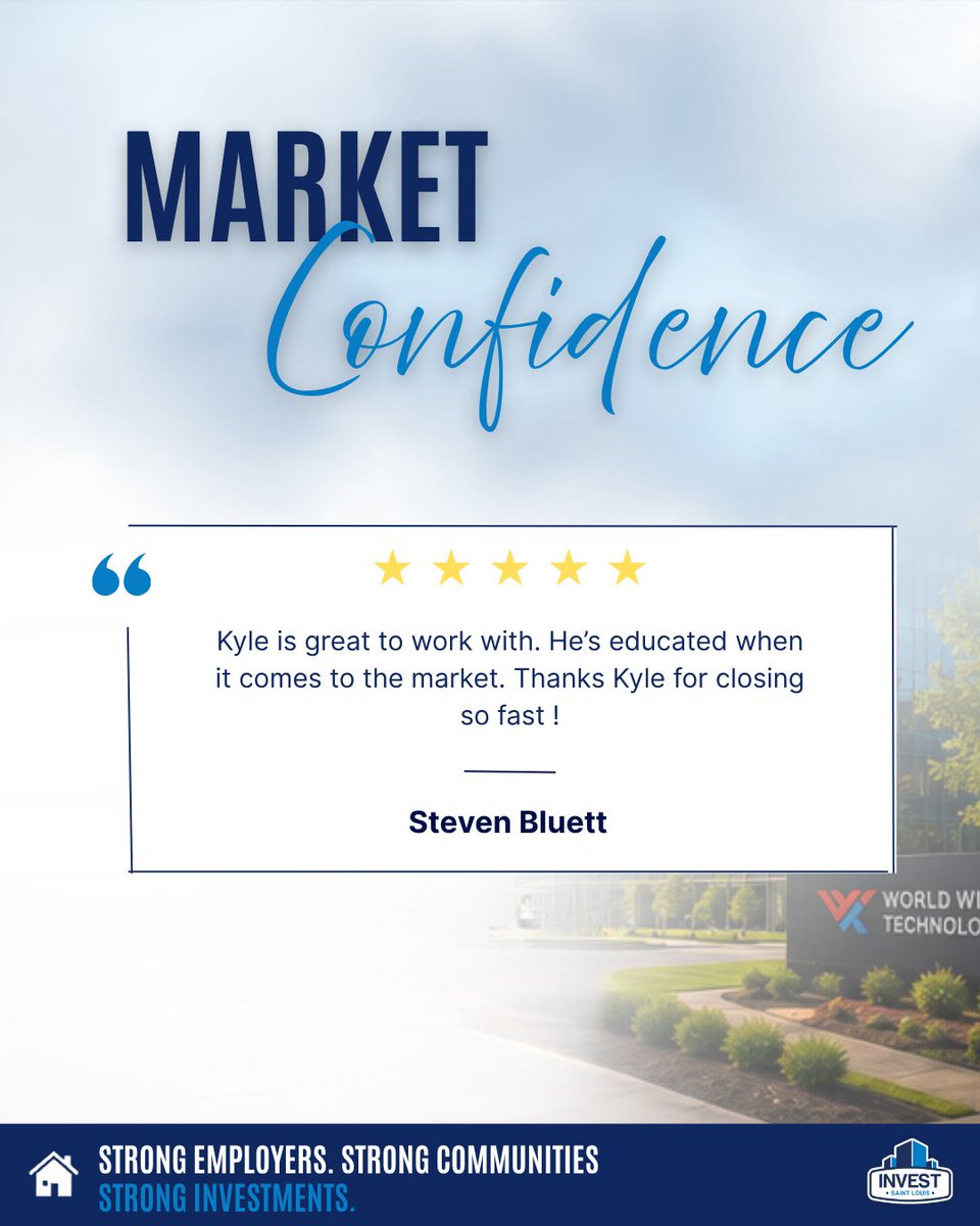 InvestSTLouisRE's tweet photo. ⭐⭐⭐⭐⭐

Knowing the market makes all the difference.

We're honored to help our clients move quickly and confidently when opportunities arise.

#InvestStLouis #MarketKnowledge #CommercialRealEstate #InvestmentProperties #StLouis https://t.co/J9usrs4q60