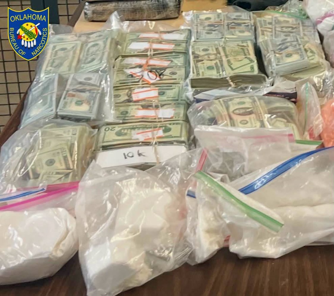 RobertDinTulsa's tweet photo. Copy-Paste from the OBNDD since they don't have an X account.

OBNDD INVESTIGATION TAKES DOWN MAJOR DRUG TRAFFICKING OPERATION IN CENTRAL OKLAHOMA

OBN’s Anti-Meth Task Force has dismantled an organization moving large quantities of drugs into the Oklahoma City metro area as part of an ongoing investigation.

“In June, we developed information focusing on a high value target capable of distributing trafficking amounts of drugs,” said OBN Director Donnie Anderson.  “Fortunately, we have been able to intercept narcotics and other drugs from this target’s organization that could have put thousands of lives at risk had these shipments reached the streets.”

During the execution of a Search Warrant this week, OBN Agents seized the following:
🔸13 pounds of Cocaine
🔸43 pounds of mushrooms
🔸14.6 pounds of Alprazolam
🔸3.8 pounds of Promethazine
🔸3 pounds of meth
🔸1 pound of Adderall
🔸1.5 pounds of MDMA
🔸85.5 grams of LSD
🔸4 guns
🔸$228,882 in illegal drug proceeds

The main target of the investigation was taken into custody and more arrests are anticipated as this case moves forward.