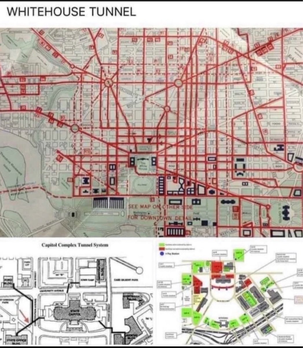 tampathalyn17's tweet photo. The White House Tunnel System Map

The children were believed to have been abused, tortured and killed by political elites and the elaborate tunnel system that ran beneath Capitol Hill and connected to other systems for 200 miles. 
All was the part of an international child trafficking ring run by global and political elites. 

#TheWorldIsAwakening