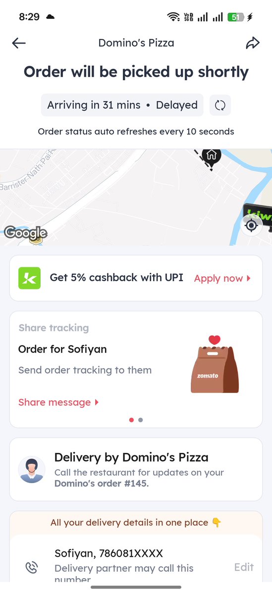 sofiyanshaikh66's tweet photo. It's been more than 40 mins still order is not delivered @dominos @dominos_india @zomato 

Tried calling domino's outlet but call went unanswered.
We are still awaiting for the order to get deliver https://t.co/Gztf9Ys5Hj