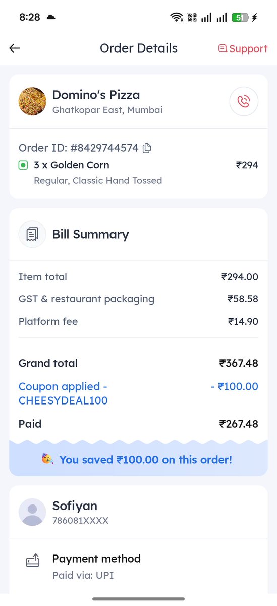 sofiyanshaikh66's tweet photo. It's been more than 40 mins still order is not delivered @dominos @dominos_india @zomato 

Tried calling domino's outlet but call went unanswered.
We are still awaiting for the order to get deliver https://t.co/Gztf9Ys5Hj
