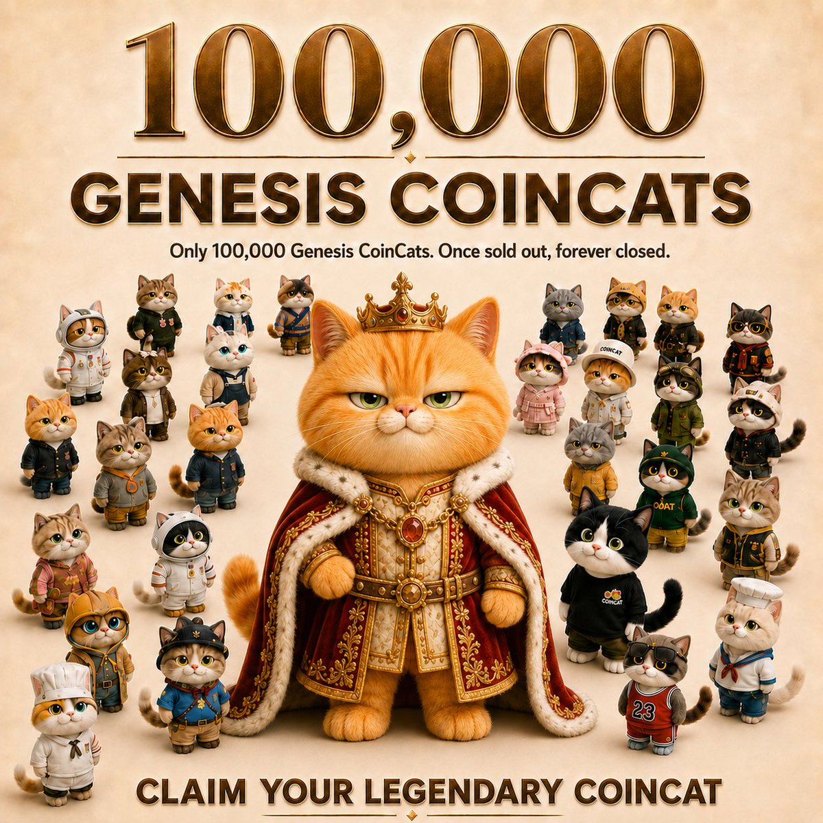 Coincat_Global's tweet photo. Every legend starts with the first generation.
Be part of the 100,000 Genesis CoinCats.

#CoinCat #CCAT https://t.co/MsqSNl9ocE