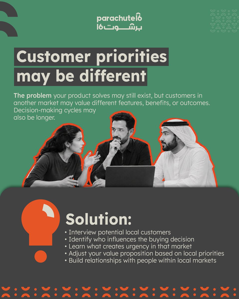 parachute16me's tweet photo. Expanding into a new market takes more than repeating what worked before.
Every market has different customers, pricing, partnerships, and sales dynamics.
Start by learning, localizing, testing, and adapting.

@GhassanHalawa https://t.co/StQwH7Avdu