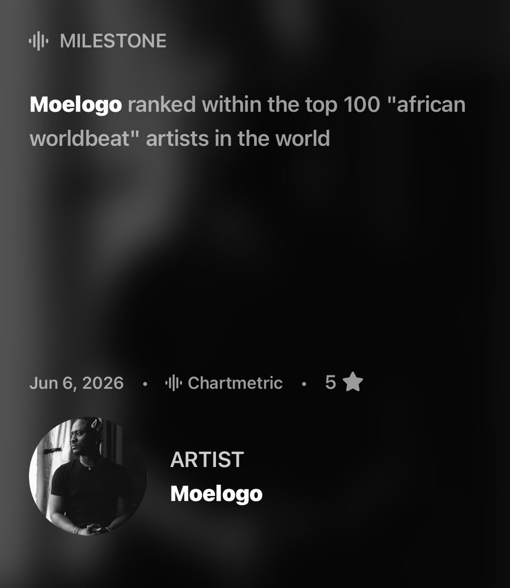 moelogo's tweet photo. They told me I wasn’t enough. I chose to believe in myself instead.

To every diaspora artist: your location is not your limitation. Stay true to your purpose and let your work speak.

Keep believing. Keep going.

Grateful. Blessed. 🙏🏾❤️

Thank you @AppleMusic for the support.

#YorùbáHealer