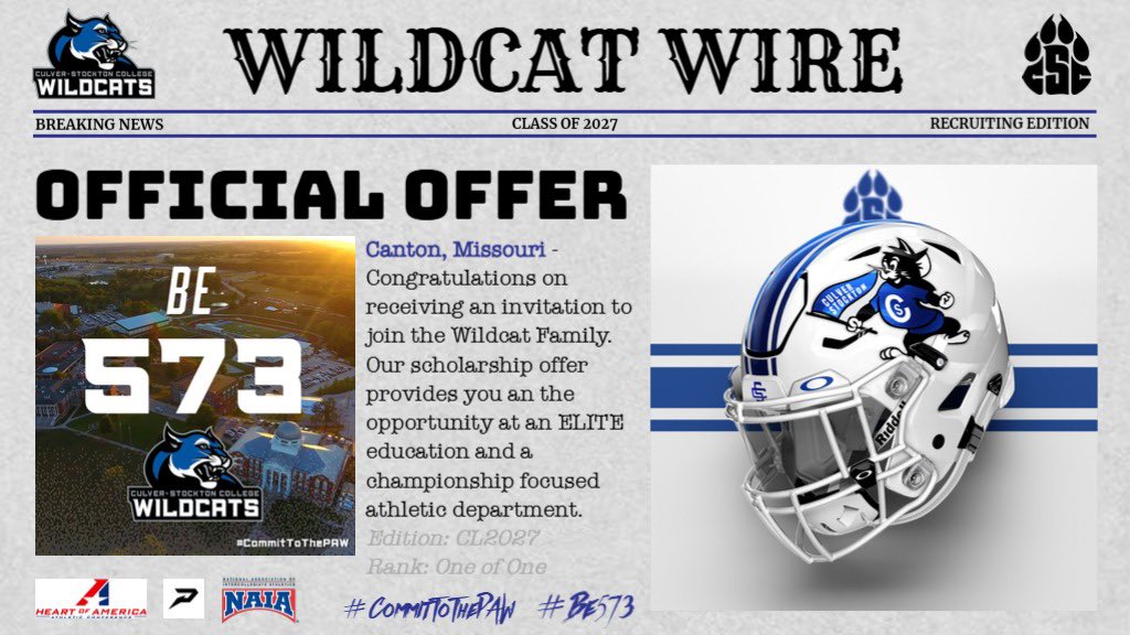 KyreeRochon's tweet photo. #AGTG After a Great conversation with @CoachCutshaw I am blessed to receive a SCHOLARSHIP Offer to Culver Stockton College! 
@snikmoser @CoachMinikwu @dodger_football https://t.co/pC8KcESowm