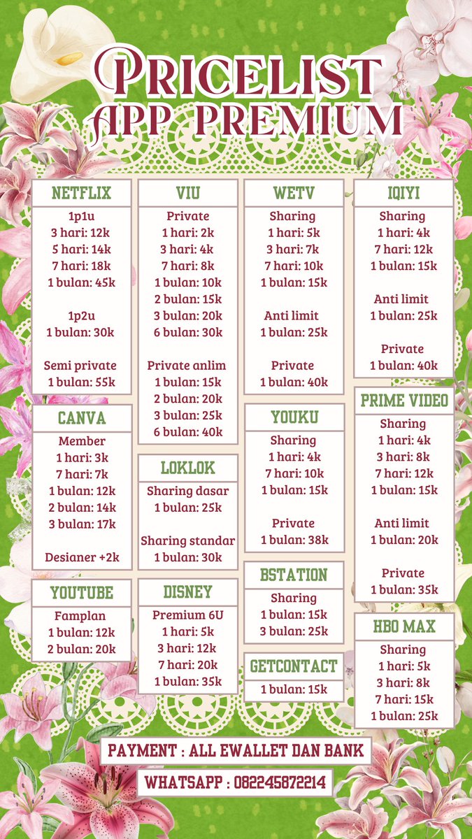 trqeats's tweet photo. 𖥻 ׁ ׅ SUDAH OPEN YUK ! ׁ ׅ💗

YOUKU / CANVA / YOUTUBE / WETV / VIU / BSTATION / IQIYI / AMAZON PRIME VIDEO / LOKLOK / NETFLIX / DISNEY / HBOMAX / VIKI / GETCONTACT 

Wa  :: https://t.co/MHwPU9Yc3N

#zonauang #zonajajan #zonauangㅤ https://t.co/3vfyMHqofQ