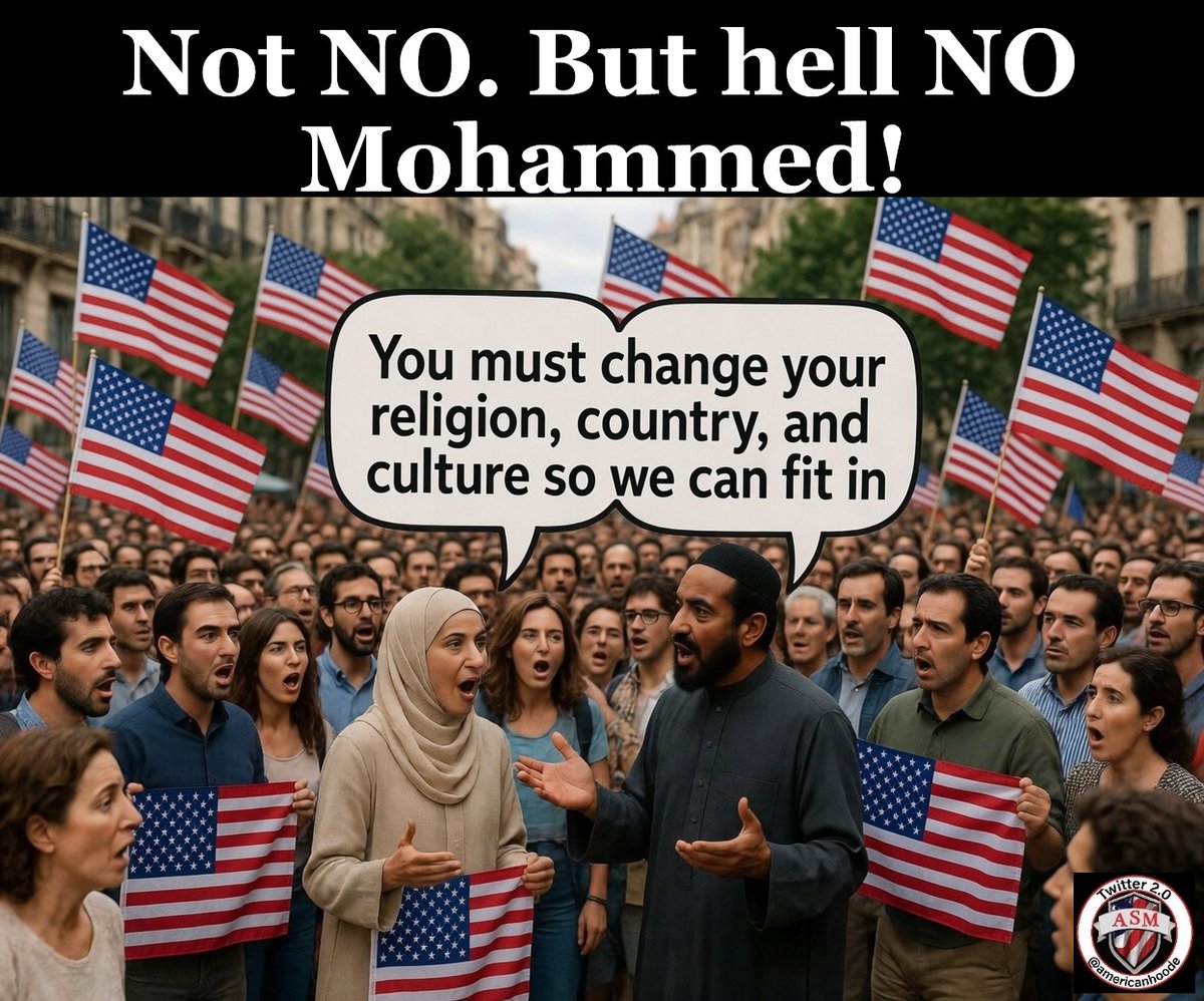 AmericanHoodE's tweet photo. @mattvanswol But infidel you must assimilate to them not them you! eyes rolling. https://t.co/B2RfVfINUP