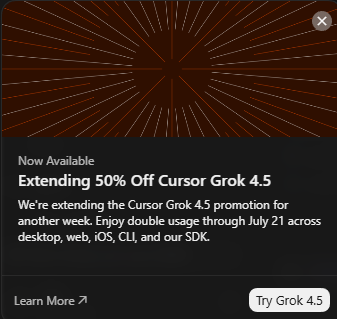 0xwarking's tweet photo. imagine buying cursor then pushing grok slop down our throats because no one is using it  lmao https://t.co/xIA7zNSQMh