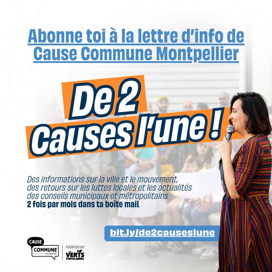 CauseCommuneMtp's tweet photo. Deux fois par mois, on vous donne rendez-vous avec De 2 Causes l'une 📬

Un concentré d'actualités locales, de réflexions, de mobilisations et de propositions pour comprendre #Montpellier et agir pour la transformer.

➡️ https://t.co/ji0UDvqJ1S https://t.co/eAjR2Rxl8S