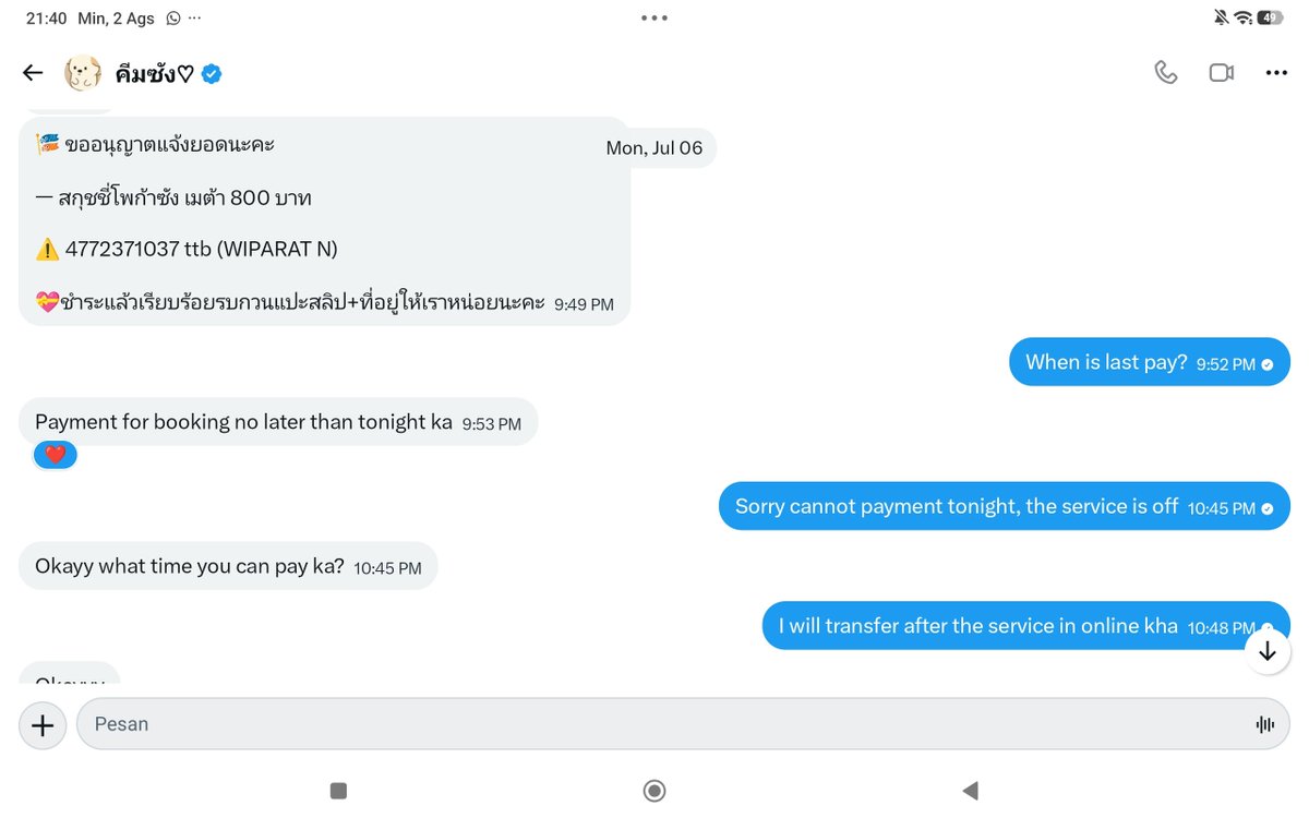 gabutcantik's tweet photo. ⚠️ SCAM WARNING / BEWARE OF THIS SELLER ⚠️

I recently got scammed. While it wasn't a huge amount, money is still money—and more importantly, these items were meant to be a gift.
I ordered 2 squishies from her account @callmekamsung
⚠️ 4772371037 ttb (WIPARAT N) https://t.co/McLxUEsI4p