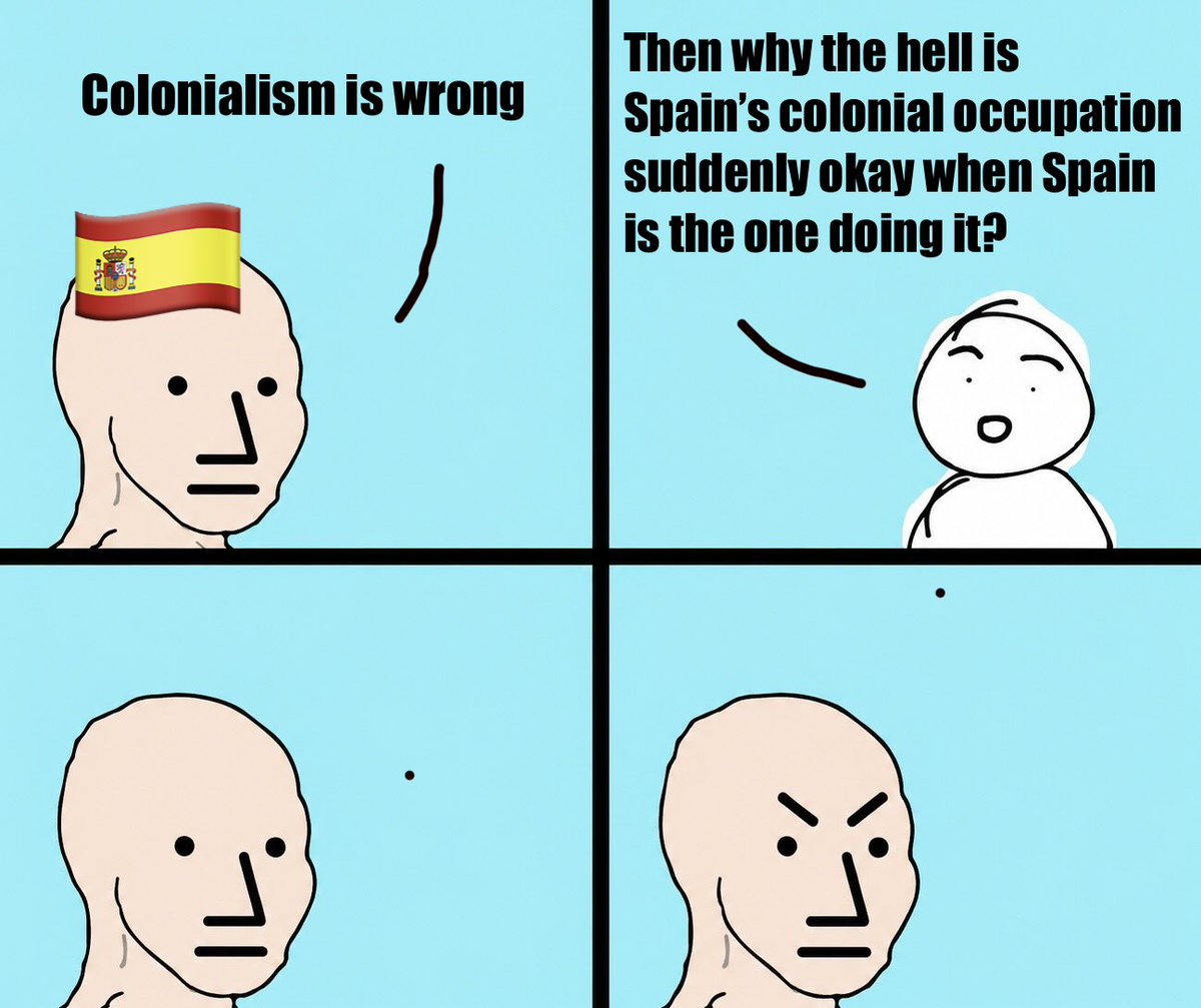 echelaus's tweet photo. Spain loves the image of a defender of freedom. Funny how that image falls apart when its own colonial history is mentioned https://t.co/8XC80qUE5V