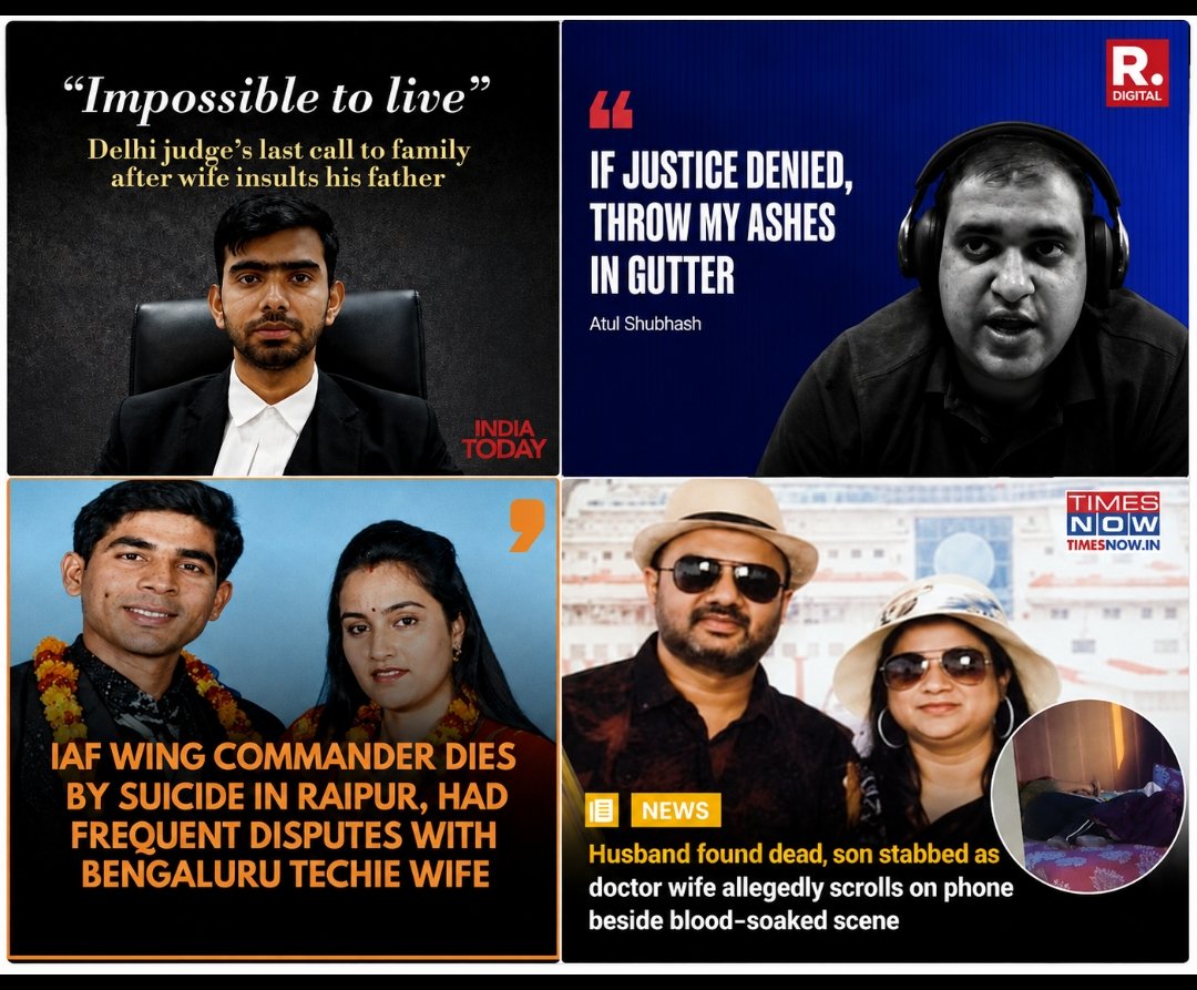 TrumpSaveBharat's tweet photo. Ajit Doval tells India's youth: Put national interest first over personal gains, serve the nation.

But ground reality?

Indian sons are being tortured in false matrimonial cases & driven to suicide.

There are no laws to protect men in India against false matrimonial cases.

Gender-neutral laws are urgently needed.
Nation’s youth are losing their lives while the system looks away.

SAVE INDIAN MEN ...

#JusticeForMen #GenderNeutralLaws #SaveIndianSons