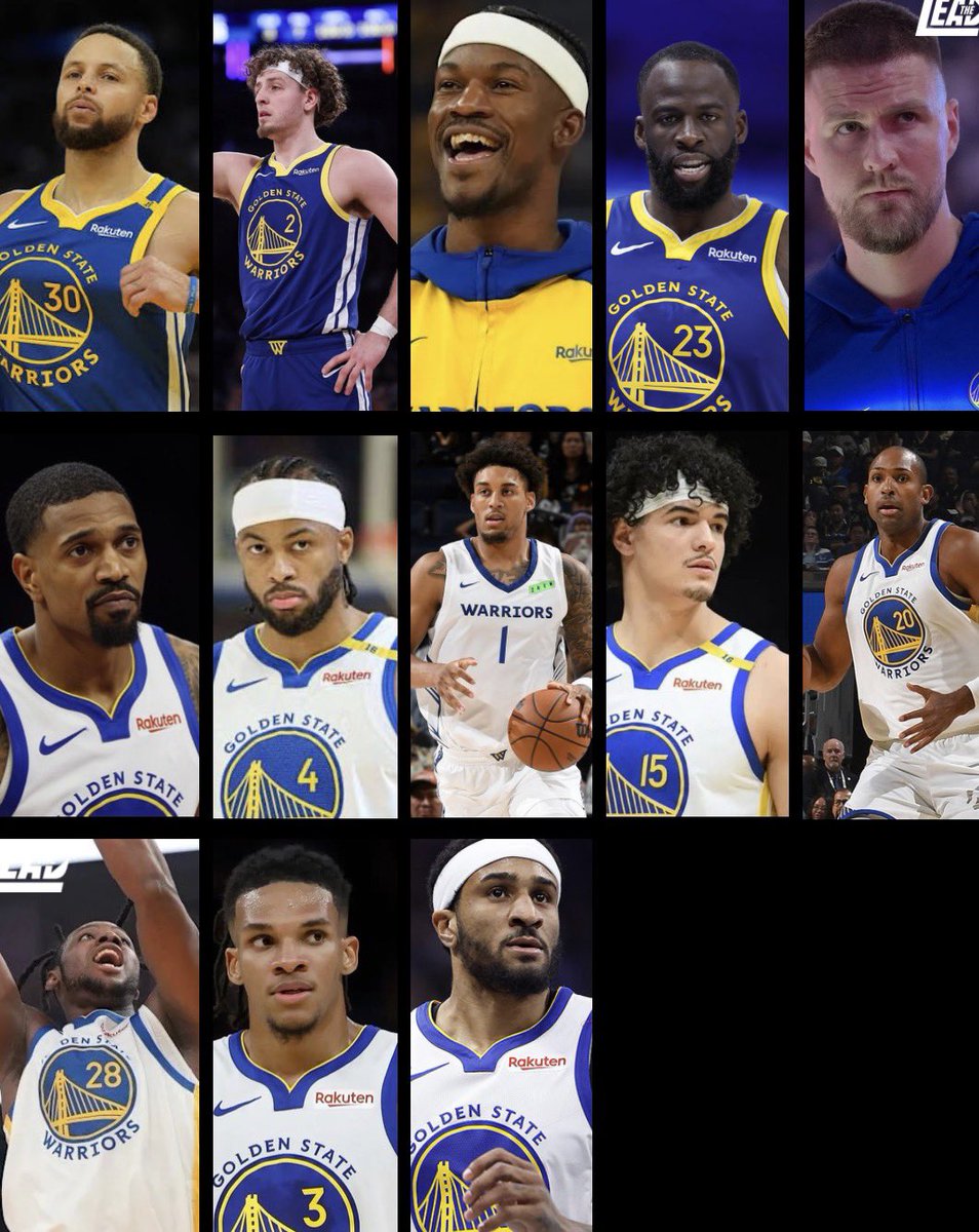 DubsLead's tweet photo. UPDATED WARRIORS ROSTER:

The Warriors have roughly $5 million to spend to fill their final two roster spots

Brandon Williams, LJ Cryer, and Kelly Olynyk are all names to watch to fill out the squad 

THOUGHTS? https://t.co/EOInCe5bad