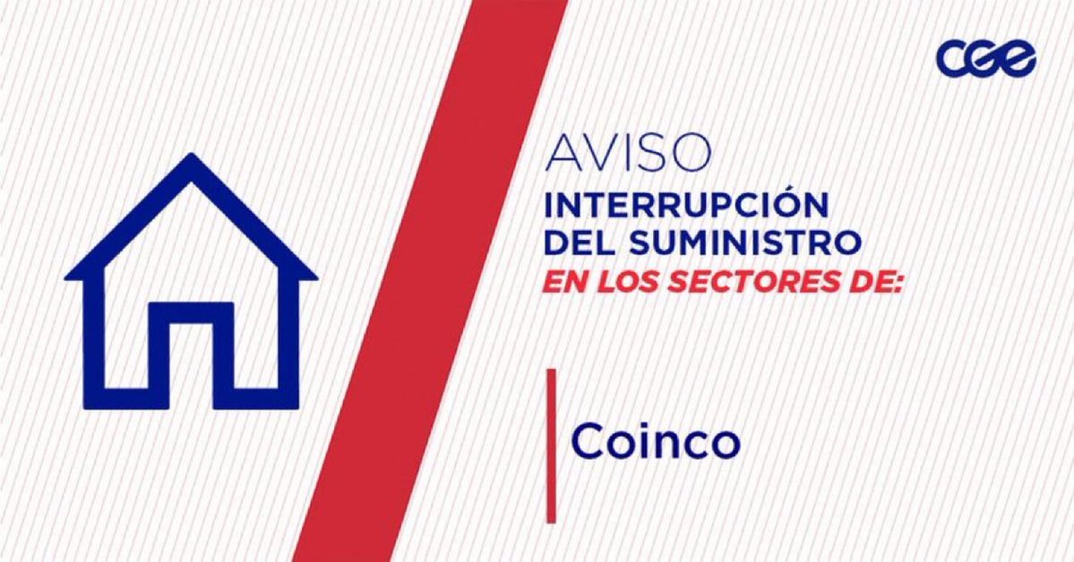 CGE_Clientes's tweet photo. Informamos a nuestros clientes del sector de H-38, Los Héroes de la Concepción, Los Héroes de la Concepción, Los Héroes; en la comuna de #Coinco, la interrupción del suministro eléctrico. Nuestro personal de emergencia ya está informado. https://t.co/P2tCT0F2Db