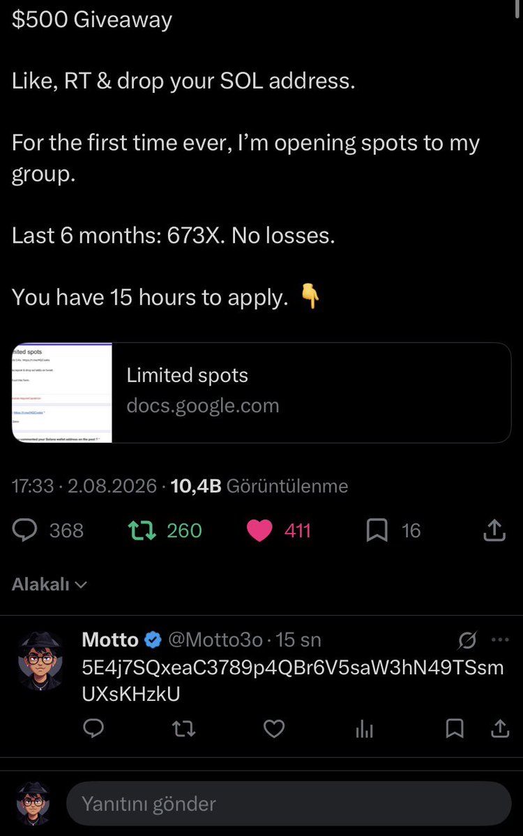 Motto3o's tweet photo. @Cryptoze Bless me Toz 

5E4j7SQxeaC3789p4QBr6V5saW3hN49TSsmUXsKHzkU

really need luck today. Maybe I can find it with you. https://t.co/pBI3iqGS57