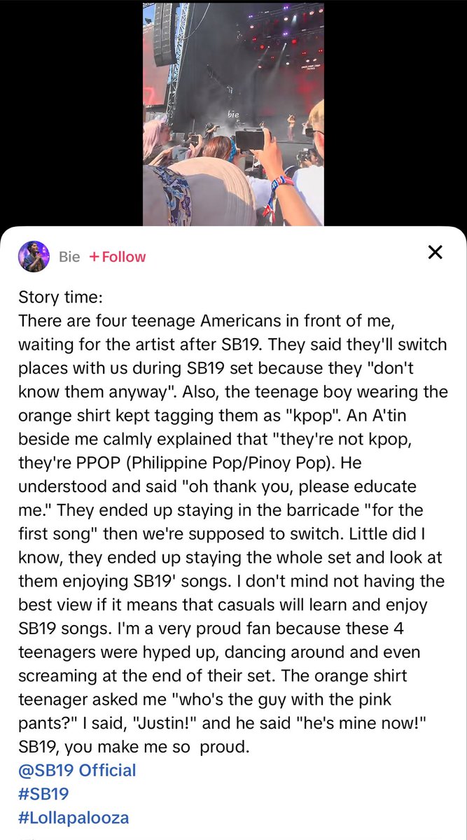 pablohawtogs's tweet photo. I SAW THIS POST ON TIKTOK AND SUPER LOVE KO TALAGA ANG A'TIN.

SHE SAID, " I DON'T MIND NOT HAVING THE BEST VIEW IF IT MEANS THAT CASUALS WILL LEARN AND ENJOY SB19 SONGS."... SELFLESS!

https://t.co/72dVCDAWkl

HAPPY MONTHSARY A'TIN! 💙

#SB19 @SB19Official https://t.co/C7uG8xZv7S