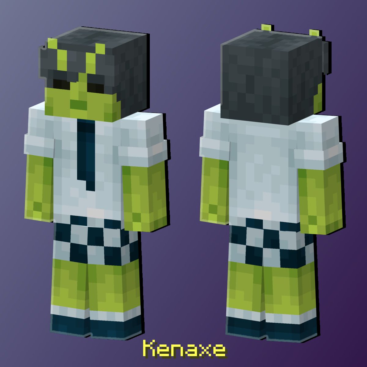 KenaxeSkins's tweet photo. Alien guy #Minecraft skin commission!
– Zip Zorp. 👽
#art #pixelart #blockbench #minecraftskin #minecraftart #commissionsopen https://t.co/rxIBPjOKCe